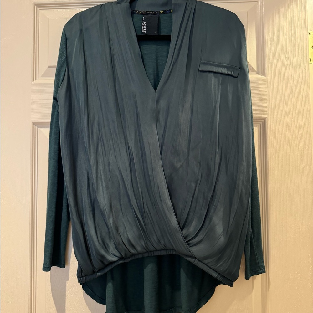 Fever Black Wrap Blouse with Long Sleeves